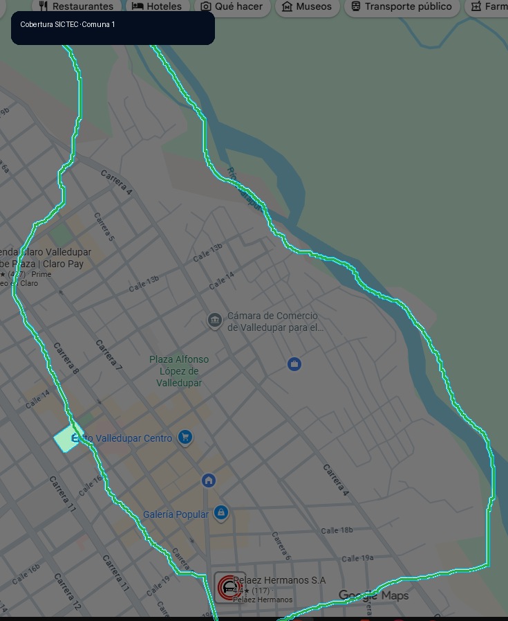Mapa de cobertura SICTEC en Comuna 1